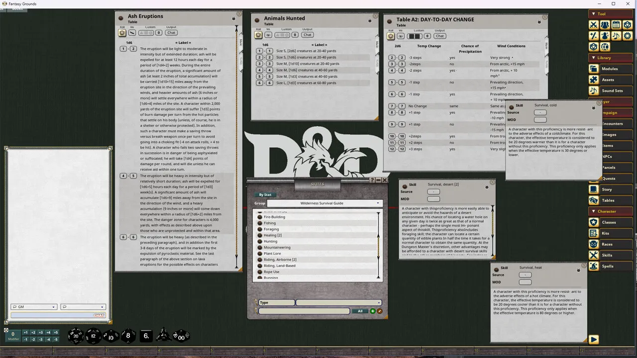 Fantasy Grounds - D&D Classics: Wilderness Survival Guide (1E) Screenshot 2