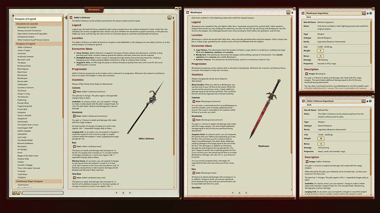 Fantasy Grounds - Weapons of Legend for 5th Edition Screenshot 2