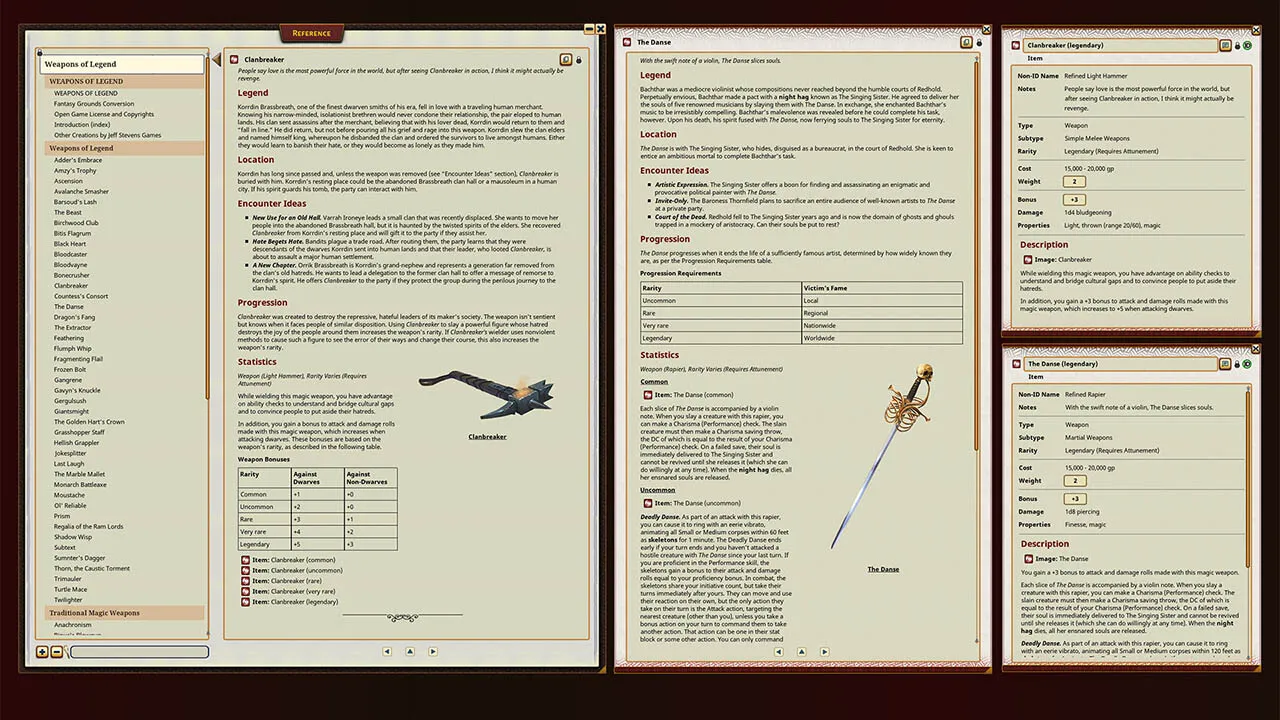Fantasy Grounds - Weapons of Legend for 5th Edition Screenshot 1