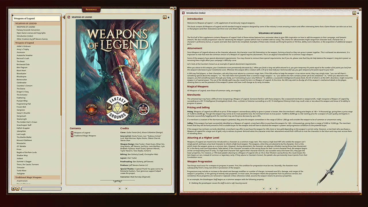 Fantasy Grounds - Weapons of Legend for 5th Edition Screenshot 0
