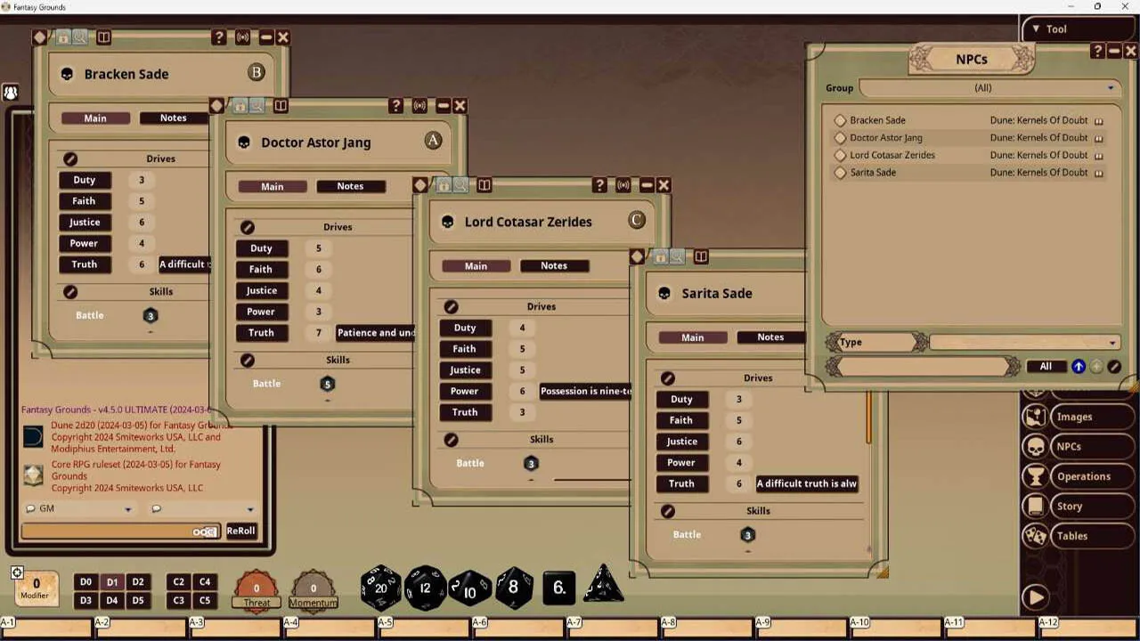 Fantasy Grounds - Dune: Kernels Of Doubt Screenshot 1