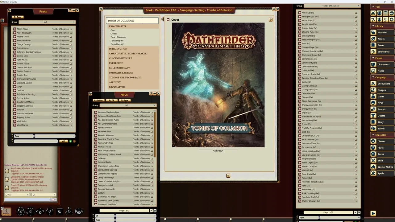 Fantasy Grounds - Pathfinder RPG - Campaign Setting: Tombs of Golarion Screenshot 0