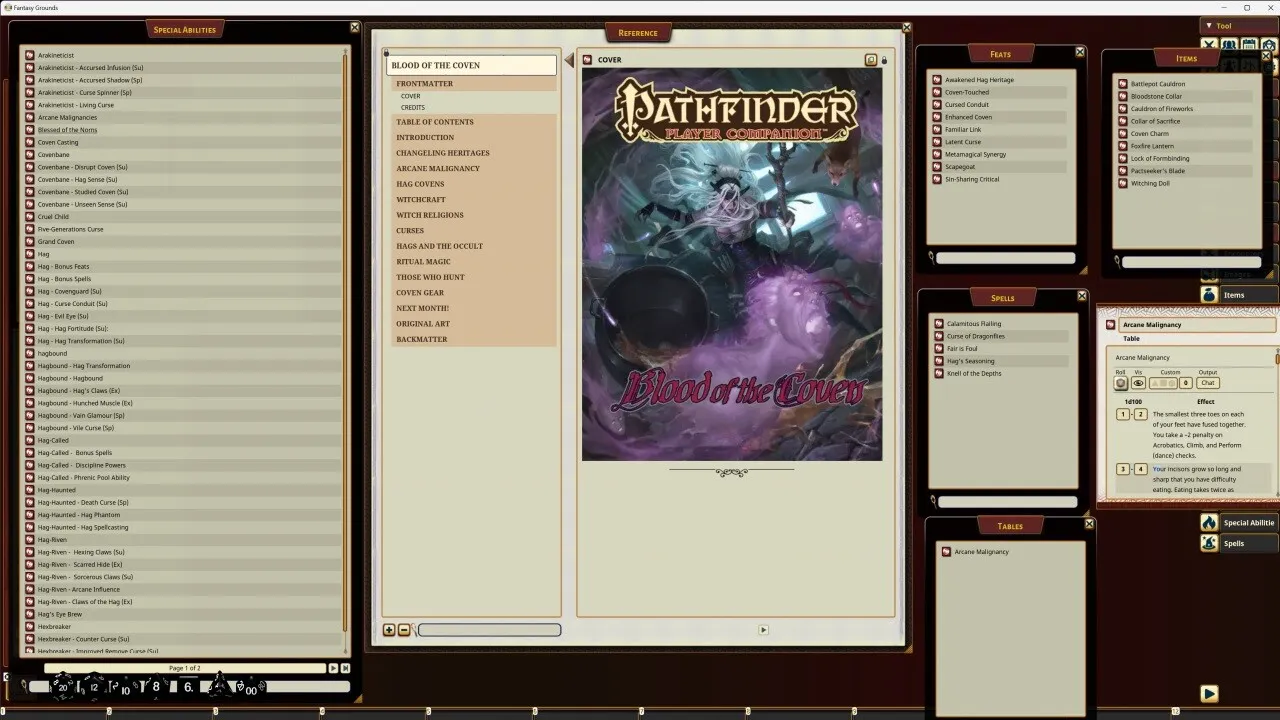 Fantasy Grounds - Pathfinder RPG - Pathfinder Companion: Blood of the Coven Screenshot 1