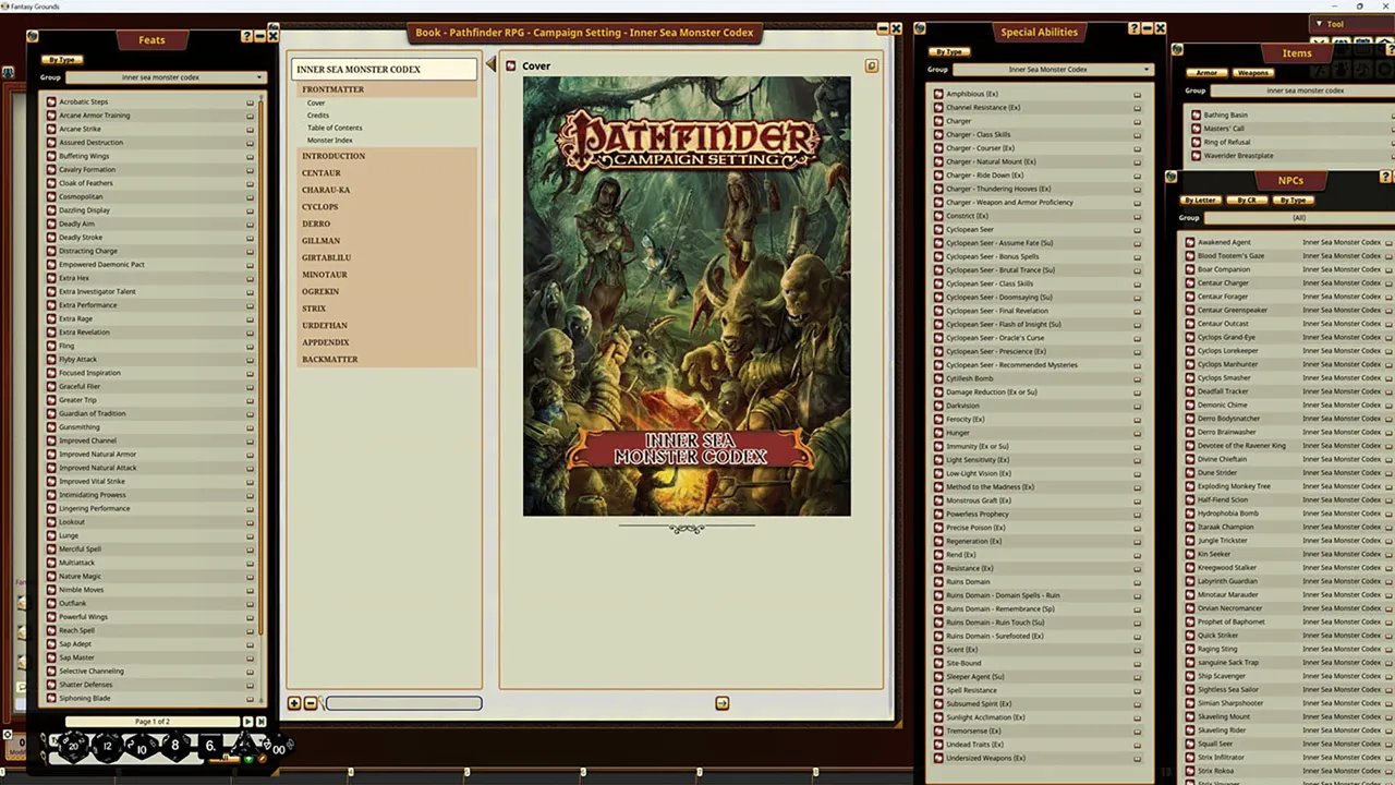 Fantasy Grounds - Pathfinder RPG - Campaign Setting: Inner Sea Monster Codex Screenshot 0