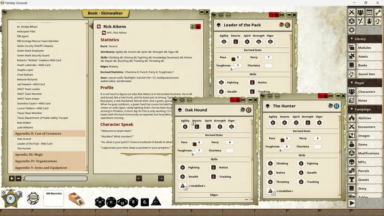 Fantasy Grounds - Skinwalker Screenshot 2