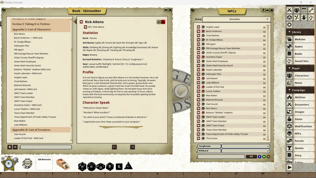 Fantasy Grounds - Skinwalker Screenshot 4