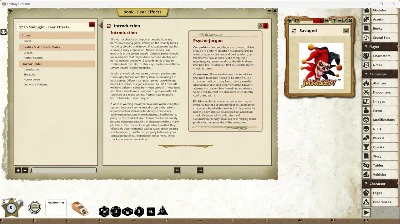 Fantasy Grounds - Fear Effects Screenshot 1