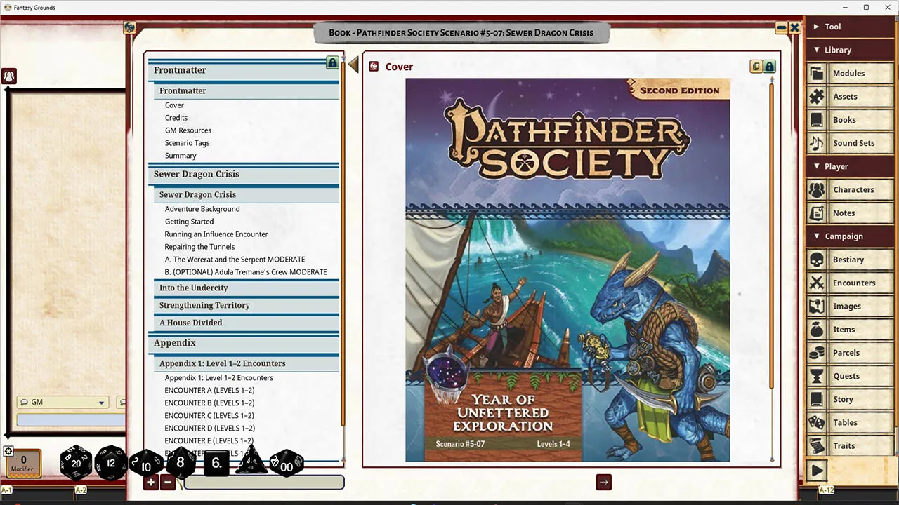 Fantasy Grounds - Pathfinder Society Scenario #5-07: Sewer Dragon Crisis Screenshot 0