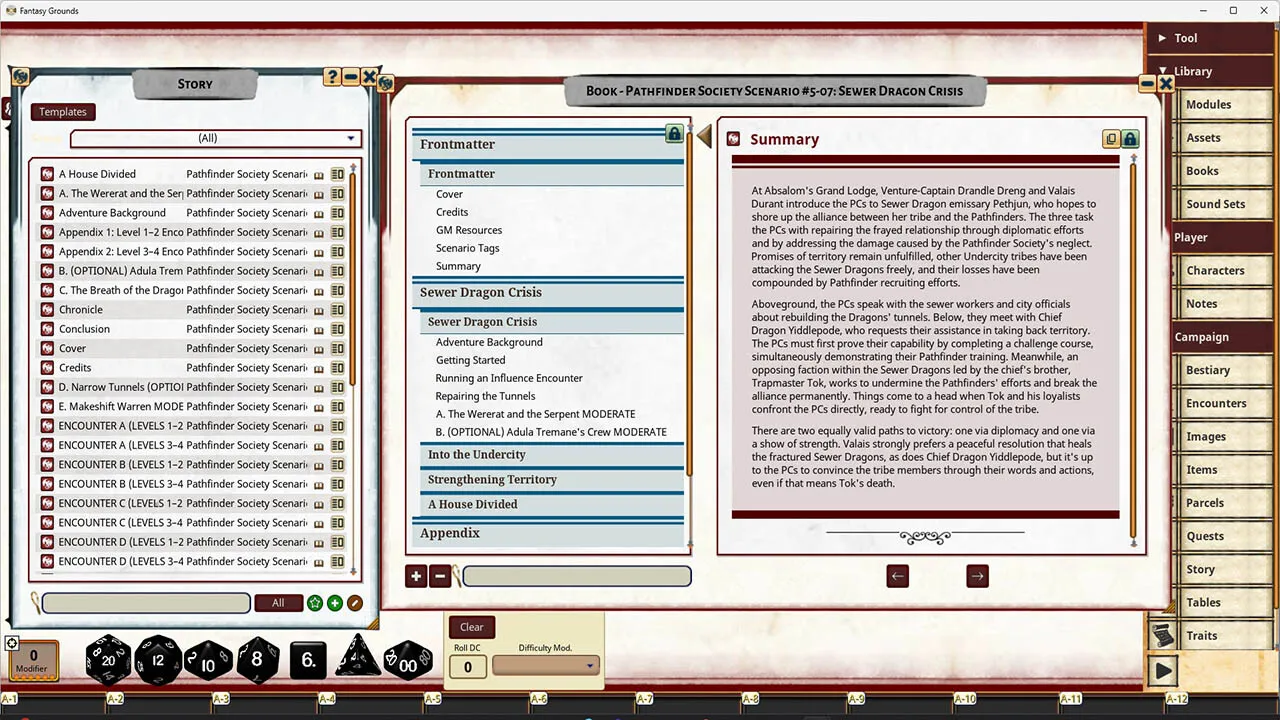 Fantasy Grounds - Pathfinder Society Scenario #5-07: Sewer Dragon Crisis Screenshot 2