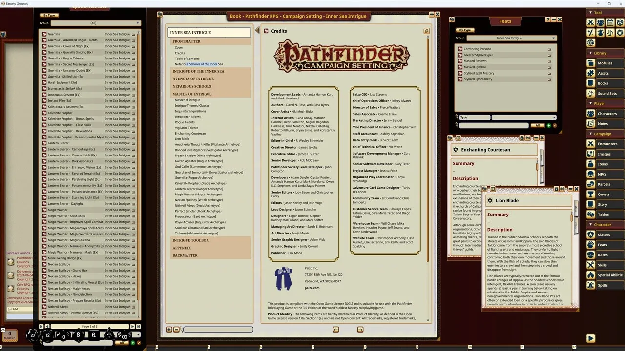 Fantasy Grounds - Pathfinder RPG - Campaign Setting: Inner Sea Intrigue Screenshot 1