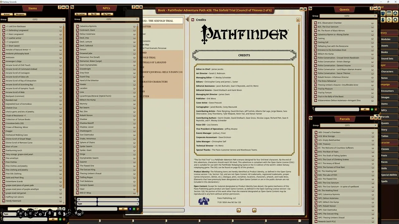 Fantasy Grounds - Pathfinder RPG - Council of Thieves Adventure Path (2 of 6) - The Sixfold Trial Screenshot 4