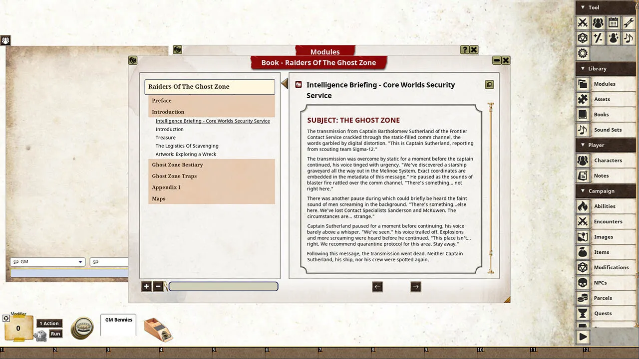 Fantasy Grounds - Raiders of the Ghost Zone Screenshot 1