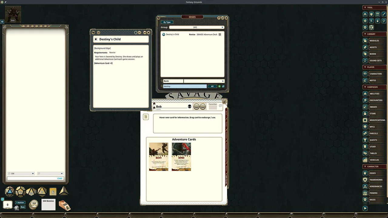 Fantasy Grounds - Fantasy Companion SWADE Adventure Deck Cards Screenshot 0
