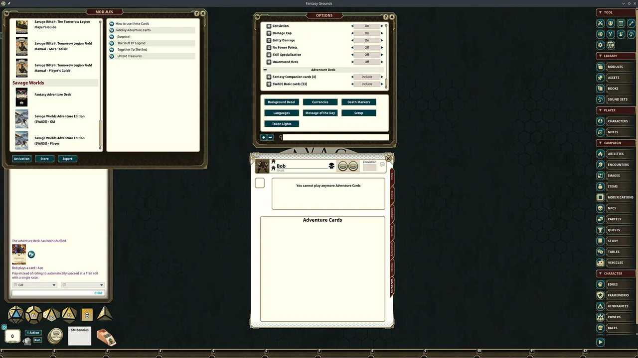 Fantasy Grounds - Fantasy Companion SWADE Adventure Deck Cards Screenshot 2