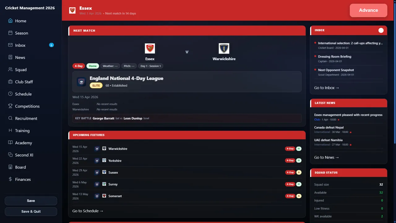 Cricket Management 26 Screenshot 0