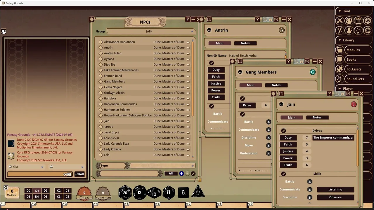 Fantasy Grounds - Dune: Masters of Dune Screenshot 1