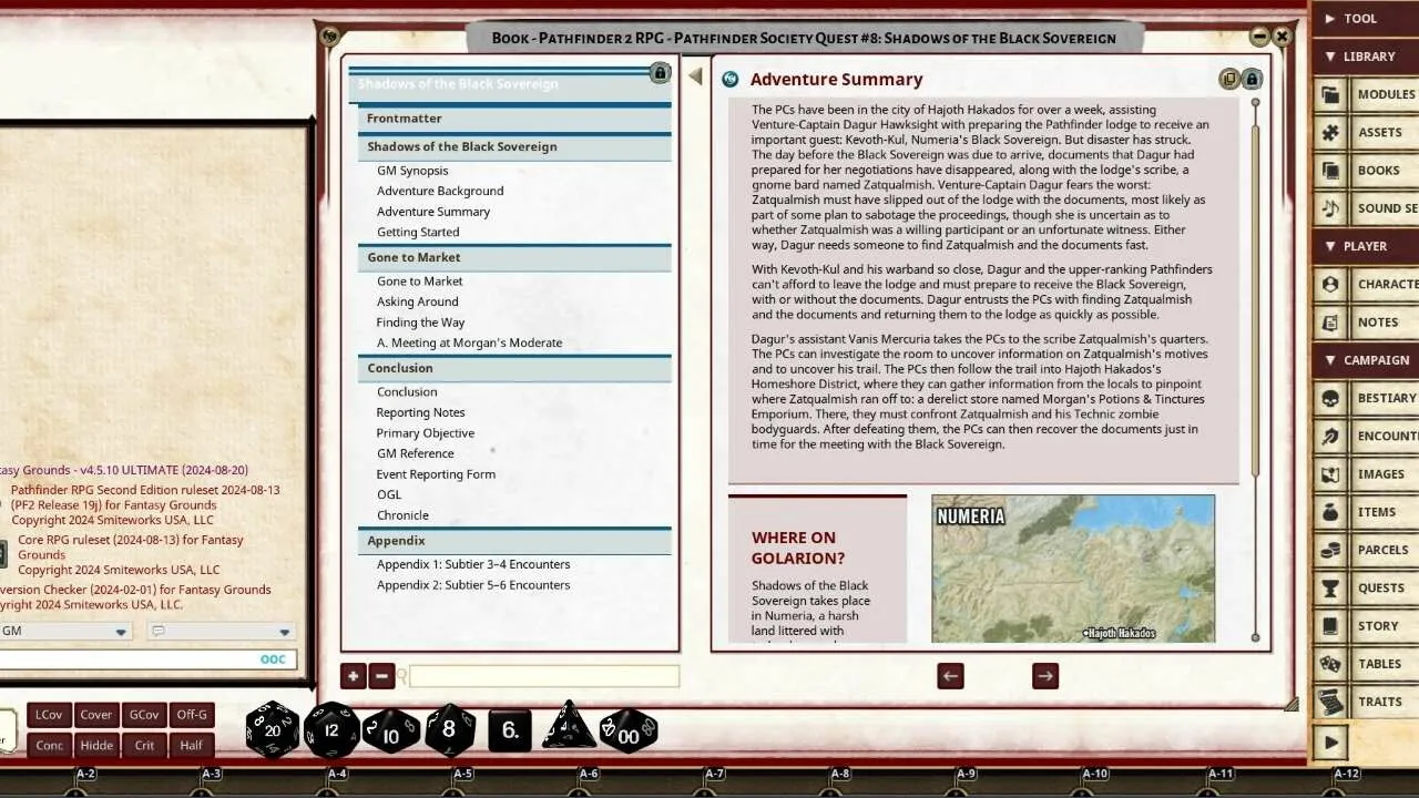 Fantasy Grounds - Pathfinder 2 RPG - Pathfinder Society Quest #8: Shadows of the Black Sovereign Screenshot 2