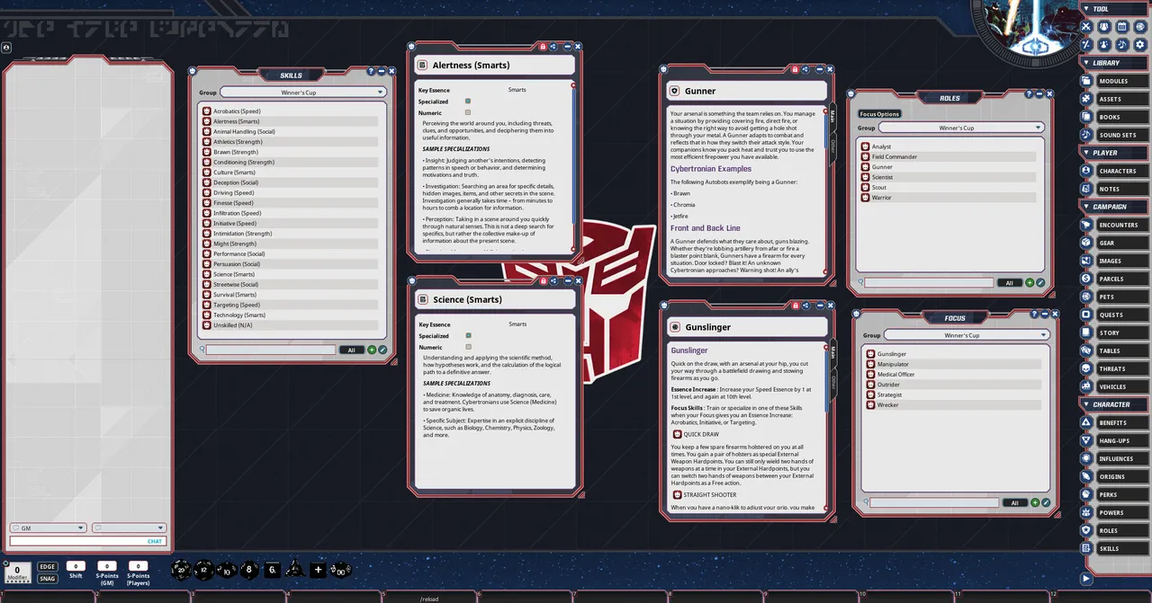 Fantasy Grounds - Transformers Roleplaying Game Winner's Cup Screenshot 9