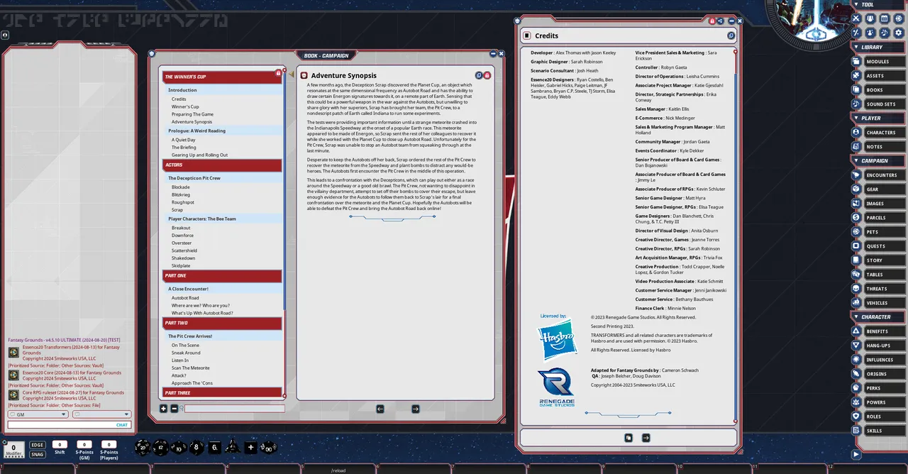 Fantasy Grounds - Transformers Roleplaying Game Winner's Cup Screenshot 7