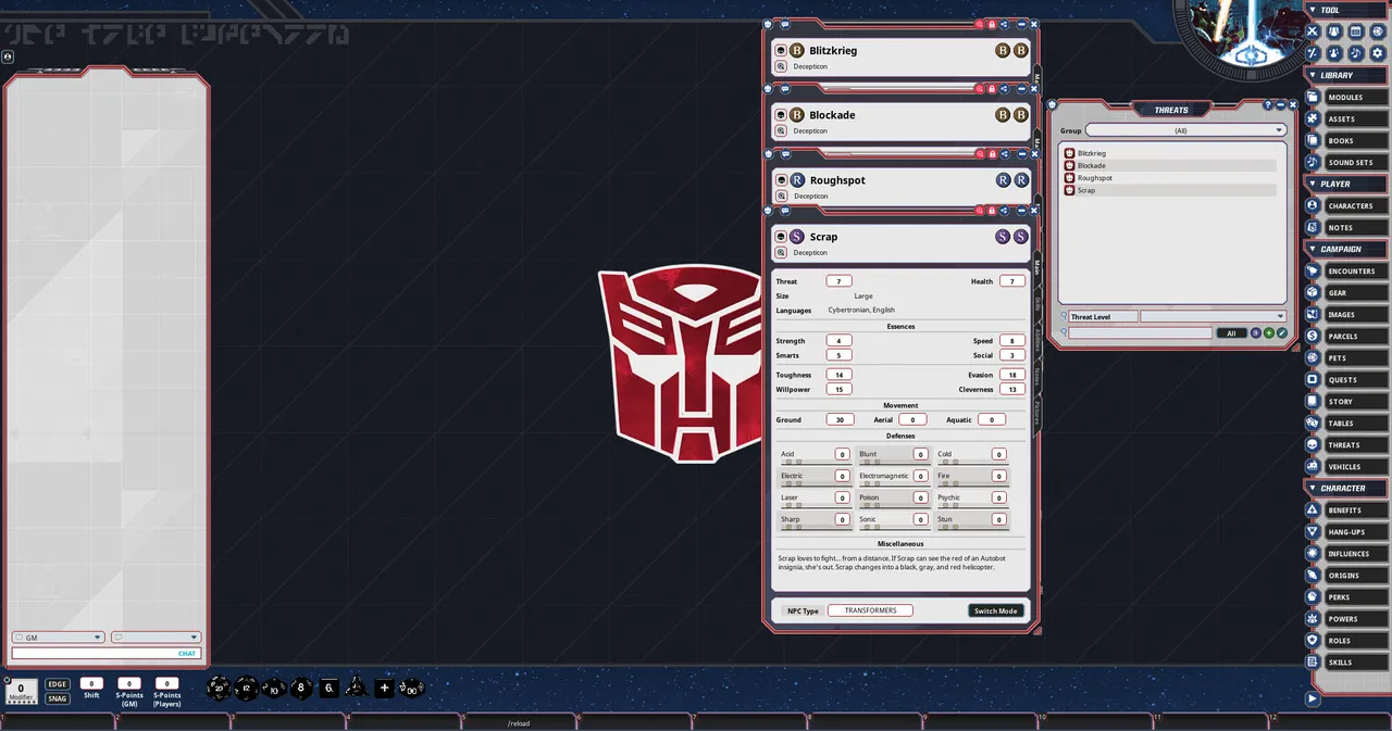 Fantasy Grounds - Transformers Roleplaying Game Winner's Cup Screenshot 8