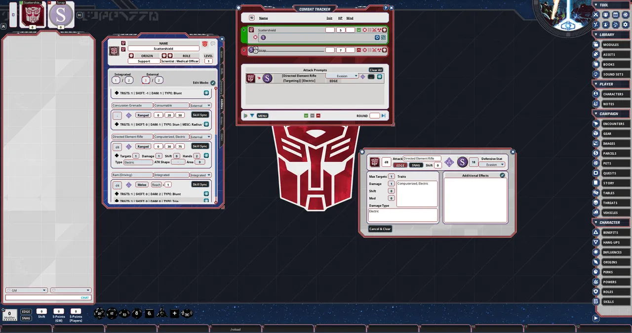 Fantasy Grounds - Transformers Roleplaying Game Winner's Cup Screenshot 6