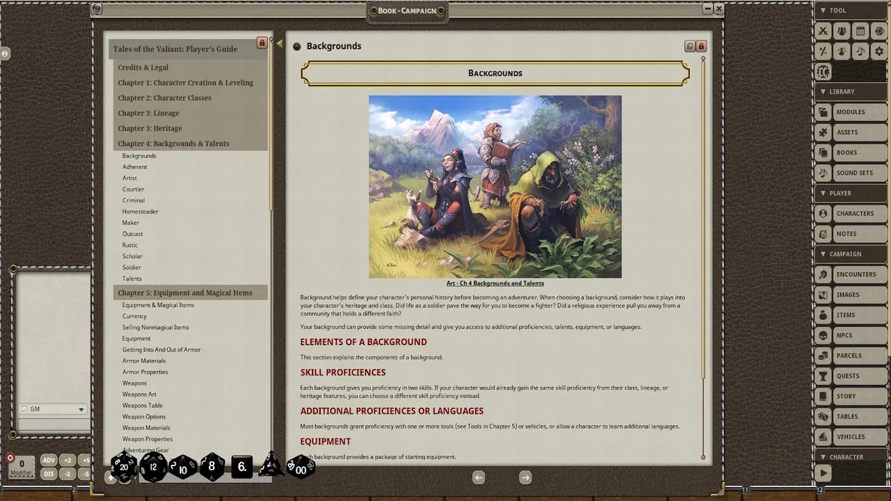 Fantasy Grounds - Tales of the Valiant: Players Guide Screenshot 2