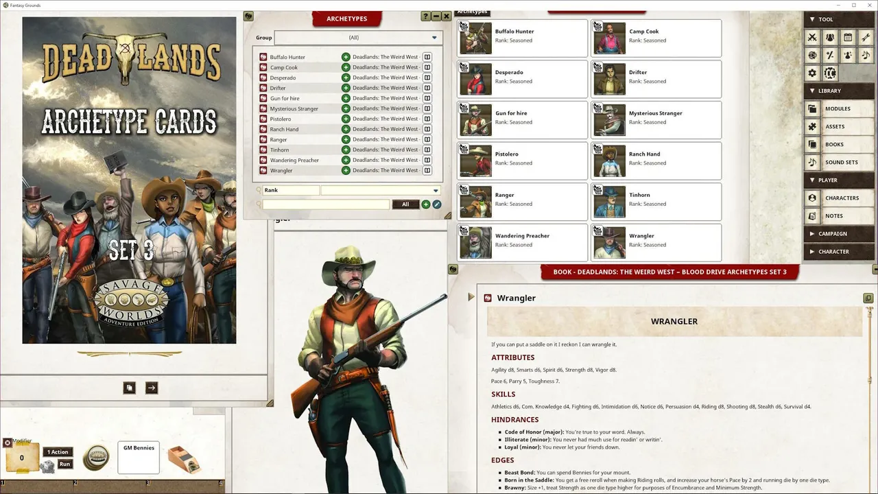 Fantasy Grounds - Deadlands: The Weird West - Blood Drive Archetypes Set 3 Screenshot 1