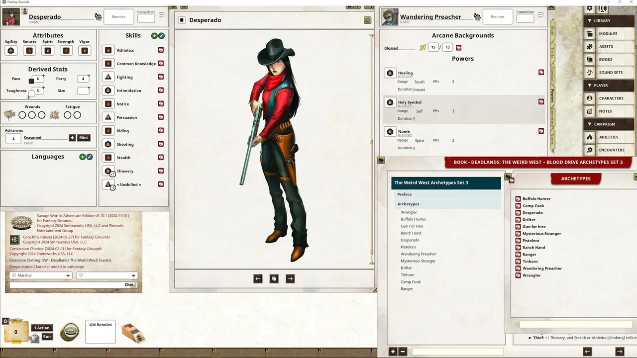 Fantasy Grounds - Deadlands: The Weird West - Blood Drive Archetypes Set 3 Screenshot 3