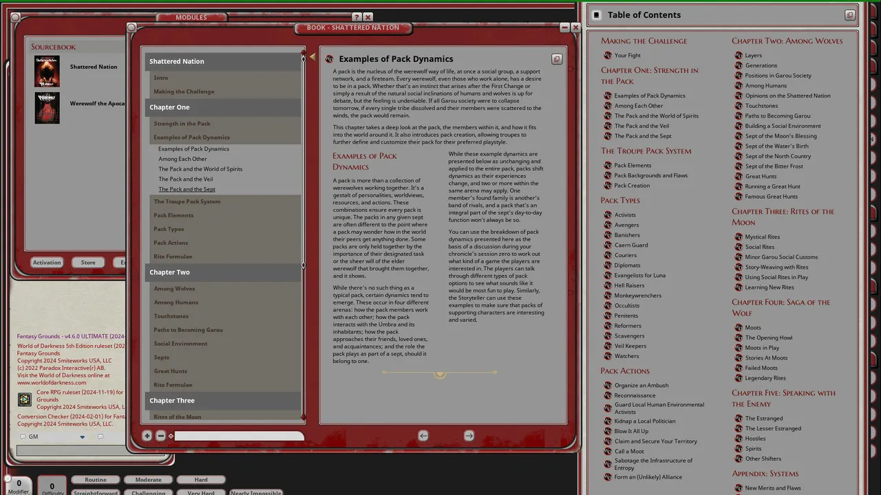 Fantasy Grounds - Werewolf: Shattered Nation Screenshot 2