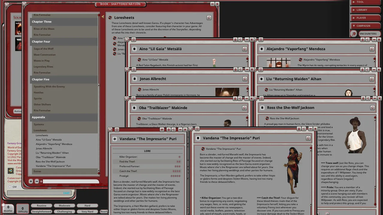 Fantasy Grounds - Werewolf: Shattered Nation Screenshot 4