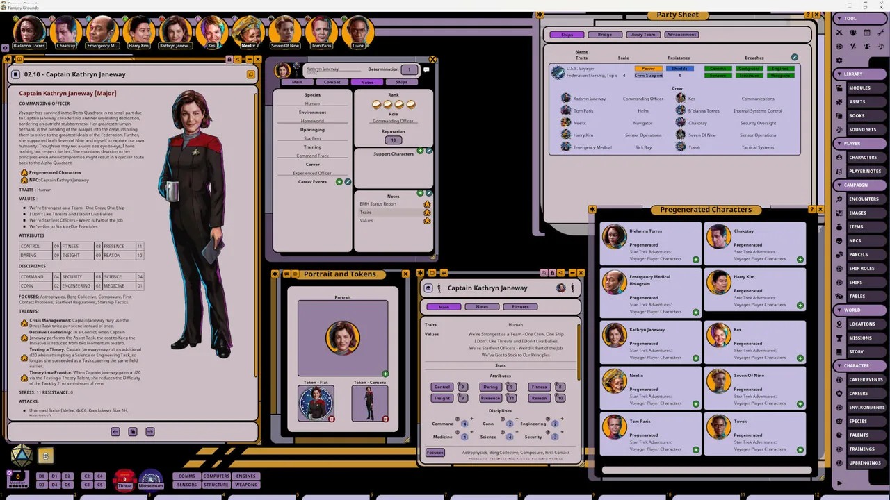 Fantasy Grounds - Star Trek Adventures: Voyager Player Characters Screenshot 3