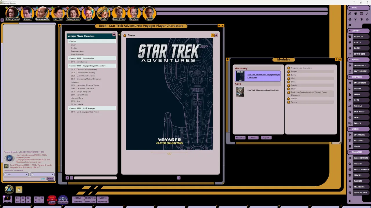 Fantasy Grounds - Star Trek Adventures: Voyager Player Characters Screenshot 0