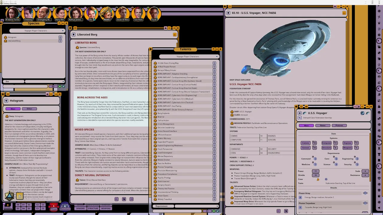 Fantasy Grounds - Star Trek Adventures: Voyager Player Characters Screenshot 4