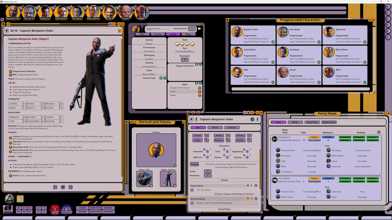 Fantasy Grounds - Star Trek Adventures: Deep Space Nine Player Characters Screenshot 5