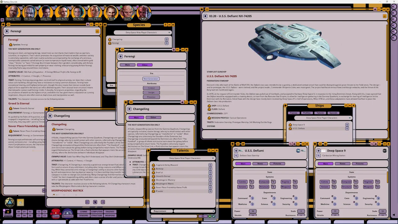 Fantasy Grounds - Star Trek Adventures: Deep Space Nine Player Characters Screenshot 3