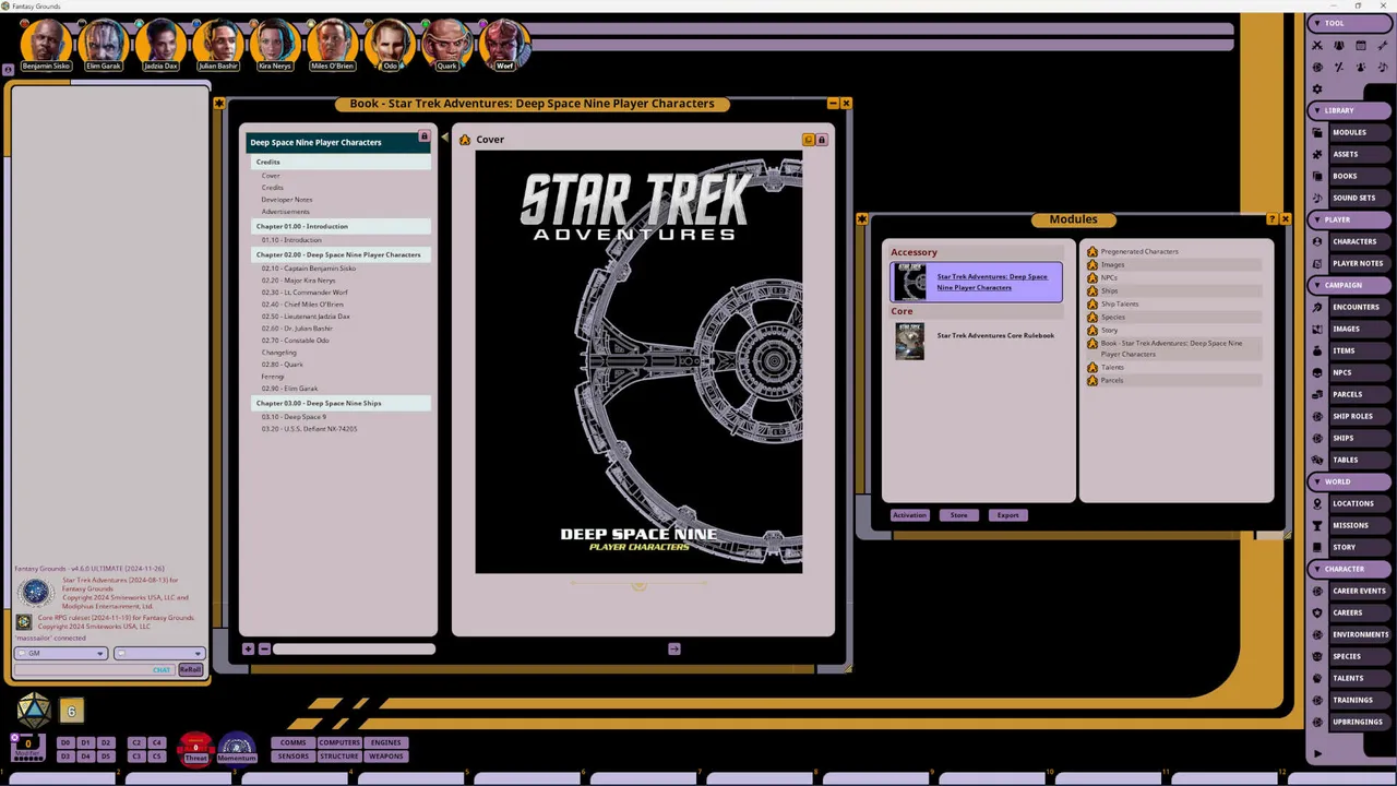 Fantasy Grounds - Star Trek Adventures: Deep Space Nine Player Characters Screenshot 0