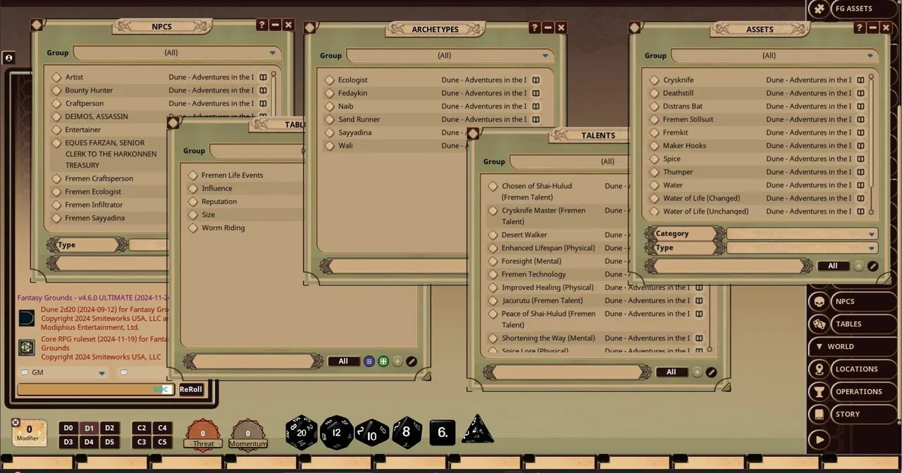 Fantasy Grounds - Dune - Adventures in the Imperium: Sand and Dust Screenshot 3
