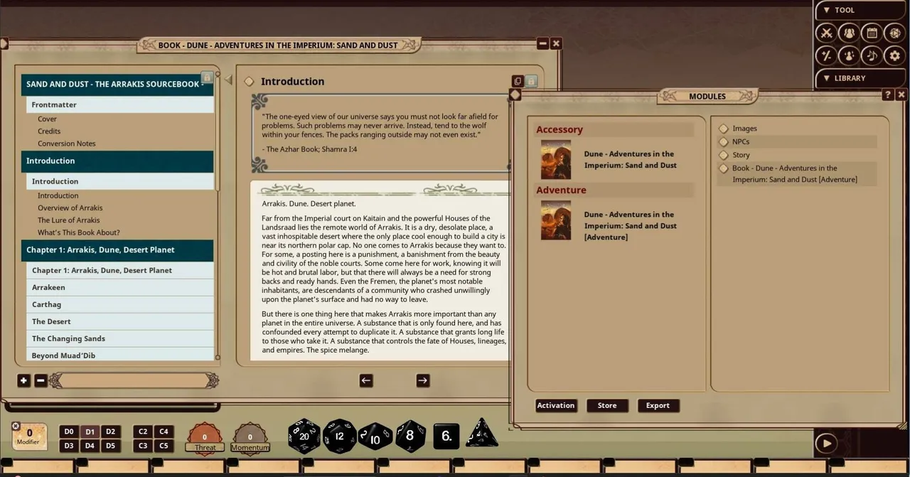 Fantasy Grounds - Dune - Adventures in the Imperium: Sand and Dust Screenshot 2