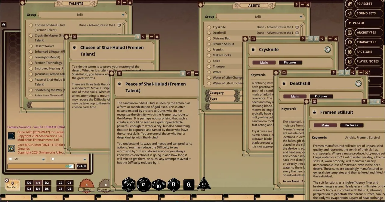 Fantasy Grounds - Dune - Adventures in the Imperium: Sand and Dust Screenshot 4