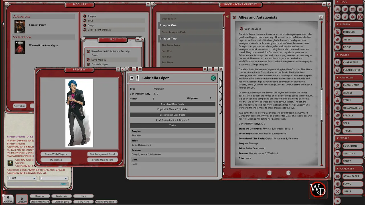 Fantasy Grounds - Werewolf: Scent of Decay Screenshot 4