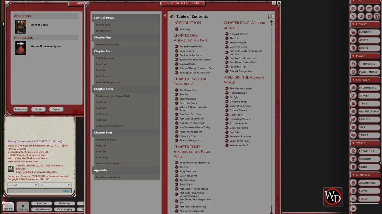 Fantasy Grounds - Werewolf: Scent of Decay Screenshot 1