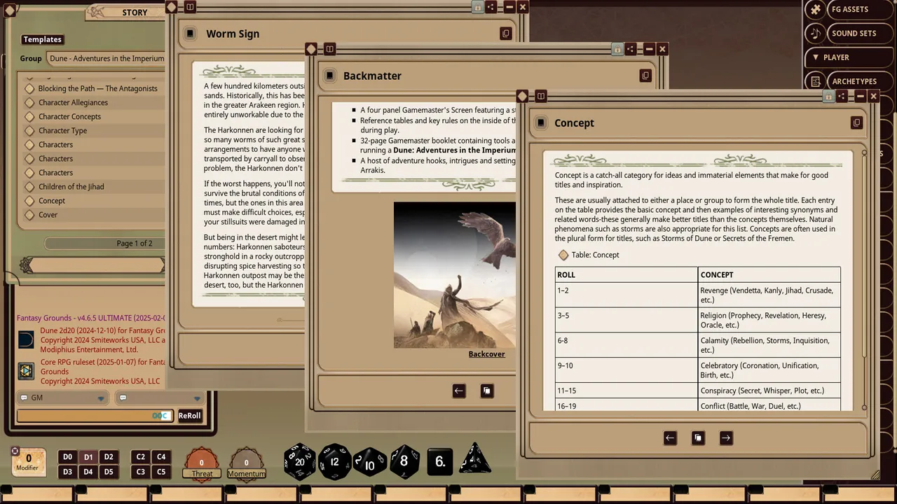Fantasy Grounds - Dune - Adventures in the Imperium Gamemaster's Toolkit Screenshot 2