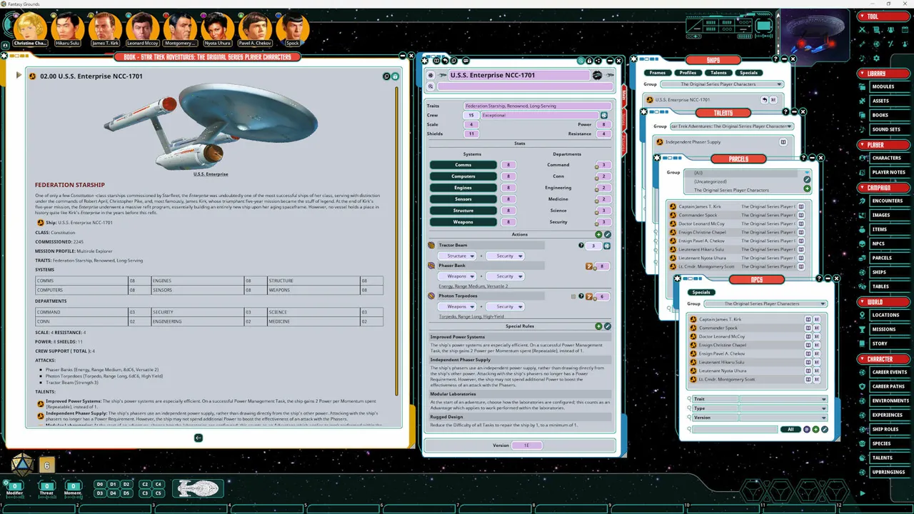 Fantasy Grounds - Star Trek Adventures: The Original Series Player Characters Screenshot 3