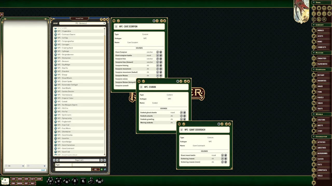Fantasy Grounds - Pathfinder 2 RPG - Bestiary 2 - Syrinscape Sound Link Pack Screenshot 3