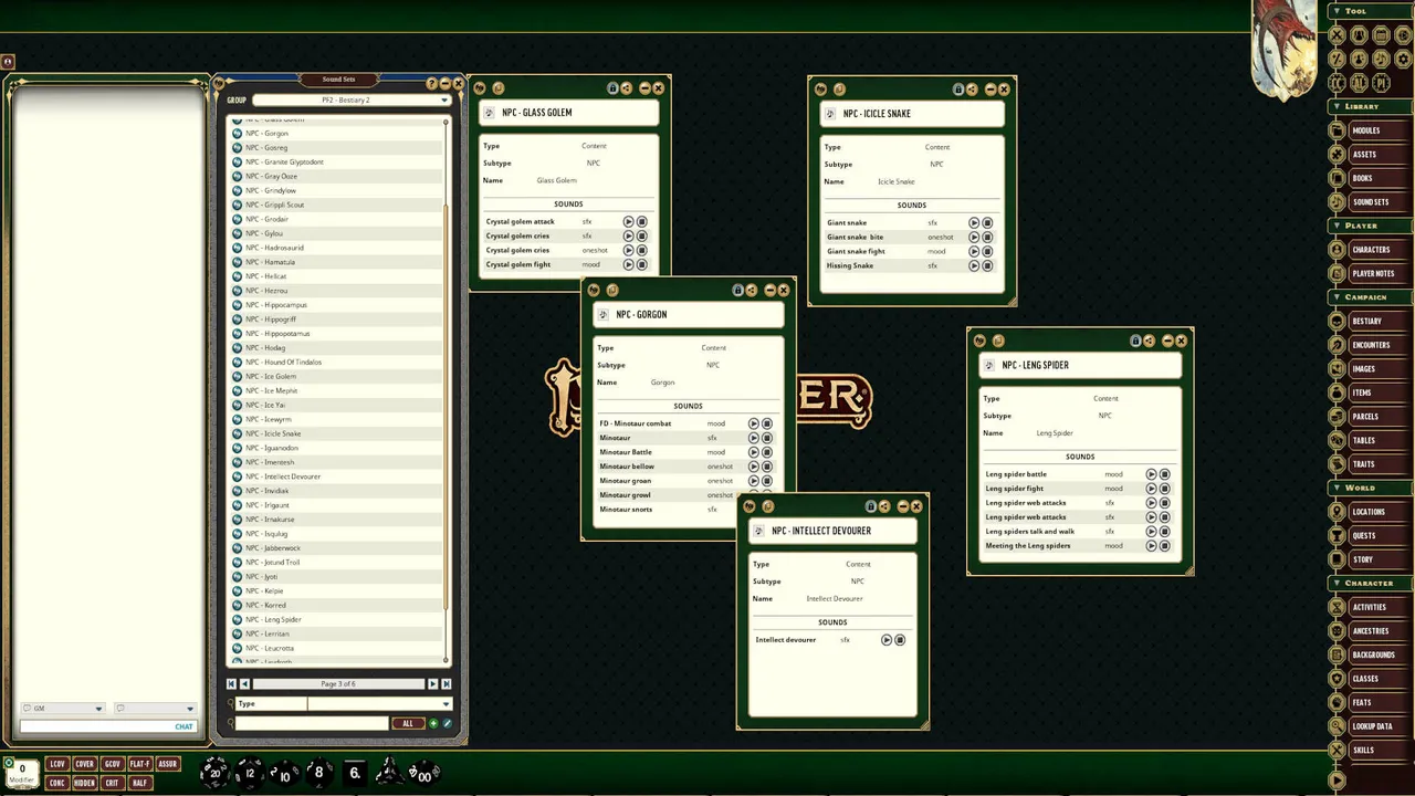 Fantasy Grounds - Pathfinder 2 RPG - Bestiary 2 - Syrinscape Sound Link Pack Screenshot 1