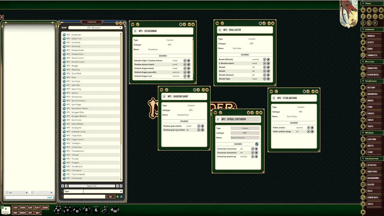 Fantasy Grounds - Pathfinder 2 RPG - Bestiary 2 - Syrinscape Sound Link Pack Screenshot 0