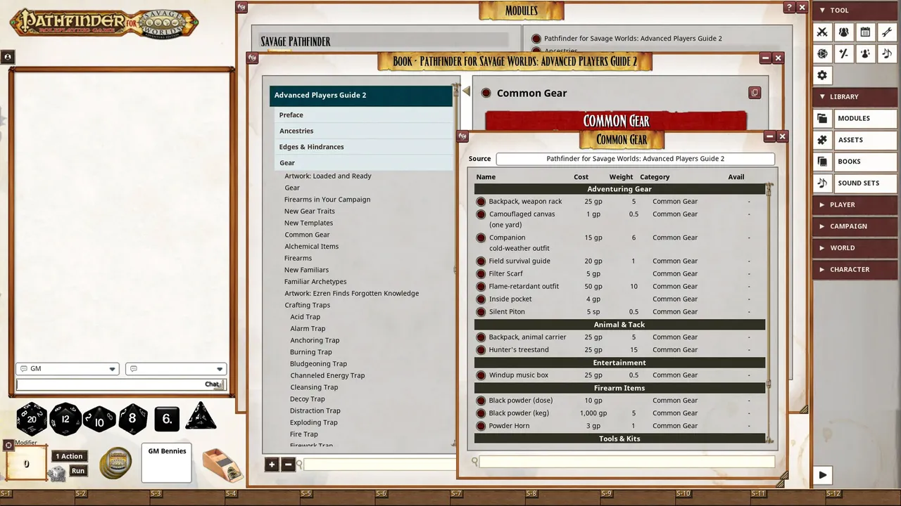 Fantasy Grounds - Pathfinder for Savage Worlds Advanced Player's Guide 2 Screenshot 2