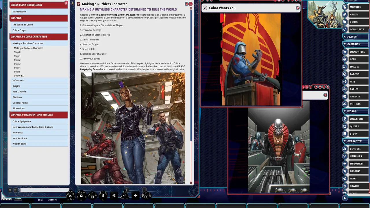 Fantasy Grounds - G.I. JOE Roleplaying Game Cobra Codex Sourcebook Screenshot 3
