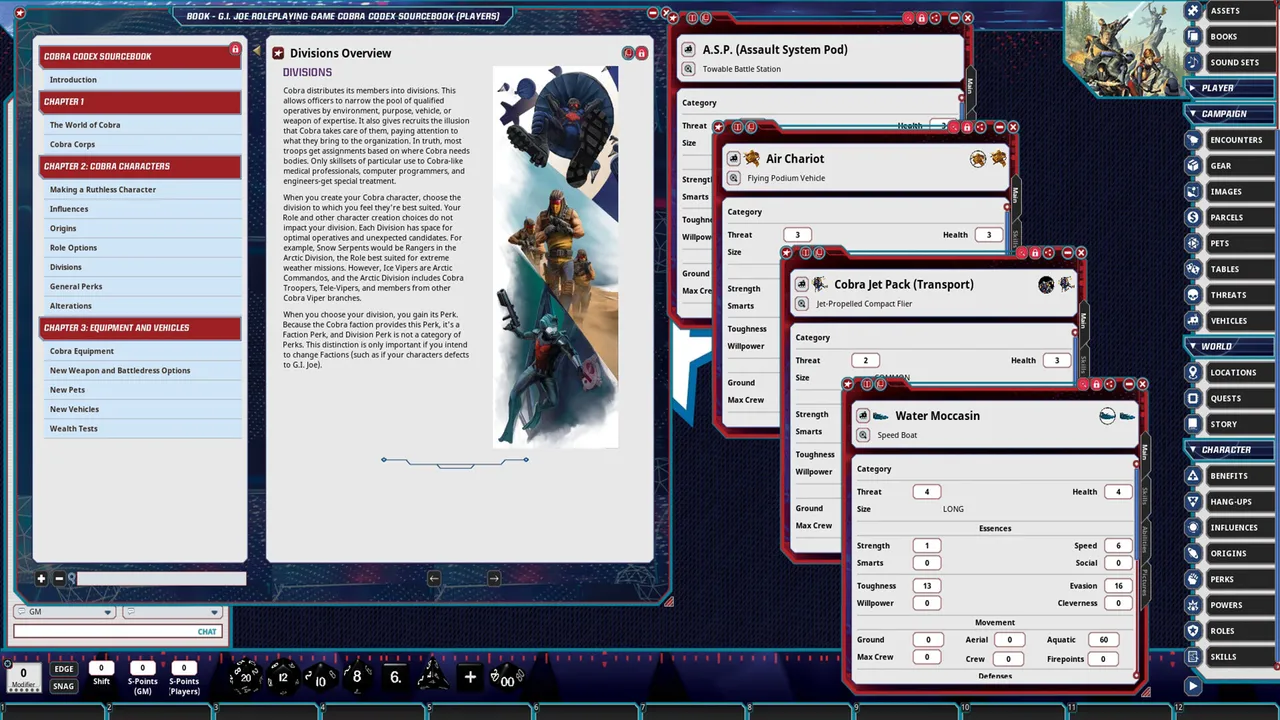 Fantasy Grounds - G.I. JOE Roleplaying Game Cobra Codex Sourcebook Screenshot 5