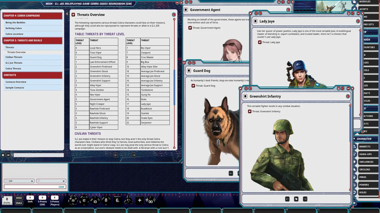 Fantasy Grounds - G.I. JOE Roleplaying Game Cobra Codex Sourcebook Screenshot 1